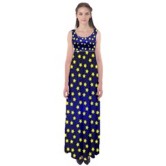 Star Christmas Red Yellow Empire Waist Maxi Dress