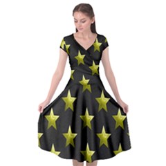 Stars Backgrounds Patterns Shapes Cap Sleeve Wrap Front Dress