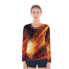 Star Sky Graphic Night Background Women s Long Sleeve Tee