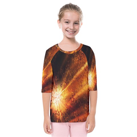 Star Sky Graphic Night Background Kids  Quarter Sleeve Raglan Tee by Sapixe