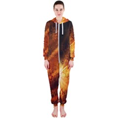 Star Sky Graphic Night Background Hooded Jumpsuit (ladies) 