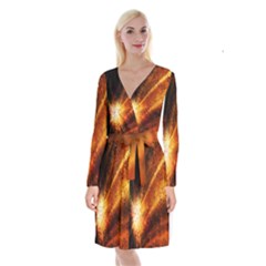 Star Sky Graphic Night Background Long Sleeve Velvet Front Wrap Dress