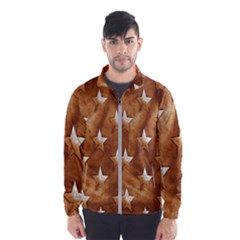 Stars Brown Background Shiny Wind Breaker (men)