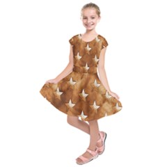 Stars Brown Background Shiny Kids  Short Sleeve Dress