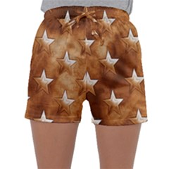 Stars Brown Background Shiny Sleepwear Shorts