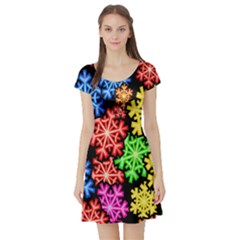 Wallpaper Background Abstract Short Sleeve Skater Dress