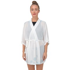 The Background Snow Snowflakes Half Sleeve Chiffon Kimono by Sapixe