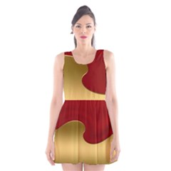 Background Banner Festive Wave Scoop Neck Skater Dress