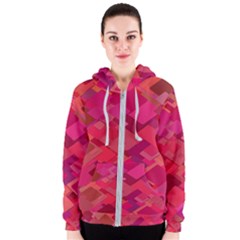 Red Background Pattern Square Women s Zipper Hoodie