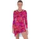 Red Background Pattern Square Asymmetric Cut-Out Shift Dress View1