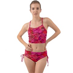 Red Background Pattern Square Mini Tank Bikini Set by Sapixe