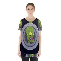 Zombie Pictured Illustration Skirt Hem Sports Top