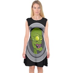 Zombie Pictured Illustration Capsleeve Midi Dress