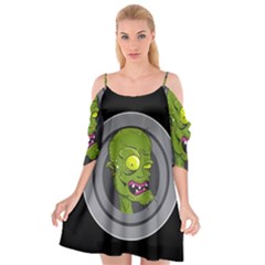 Zombie Pictured Illustration Cutout Spaghetti Strap Chiffon Dress