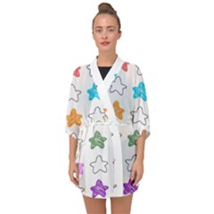 Stars Set Up Element Disjunct Image Half Sleeve Chiffon Kimono