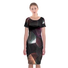 Crystals Background Design Luxury Classic Short Sleeve Midi Dress by Sapixe