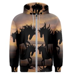 Horses Sunset Photoshop Graphics Men s Zipper Hoodie