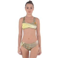 Music Staves Clef Background Image Criss Cross Bikini Set