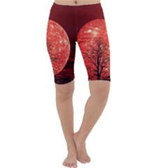 The Background Red Moon Wallpaper Cropped Leggings 