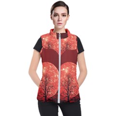 The Background Red Moon Wallpaper Women s Puffer Vest