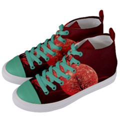 The Background Red Moon Wallpaper Women s Mid-top Canvas Sneakers