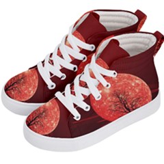 The Background Red Moon Wallpaper Kid s Hi-top Skate Sneakers by Sapixe
