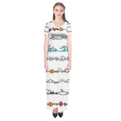 Decoration Element Style Pattern Short Sleeve Maxi Dress