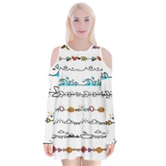 Decoration Element Style Pattern Velvet Long Sleeve Shoulder Cutout Dress