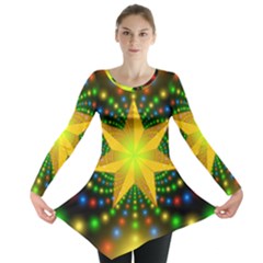 Christmas Star Fractal Symmetry Long Sleeve Tunic  by Sapixe