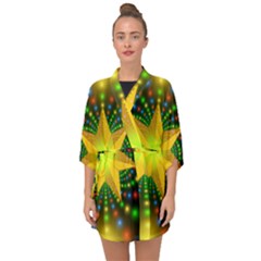 Christmas Star Fractal Symmetry Half Sleeve Chiffon Kimono by Sapixe