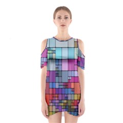 Color Abstract Visualization Shoulder Cutout One Piece