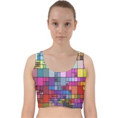 Color Abstract Visualization Velvet Racer Back Crop Top