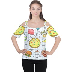 Colorful Doodle Soda Cartoon Set Cutout Shoulder Tee