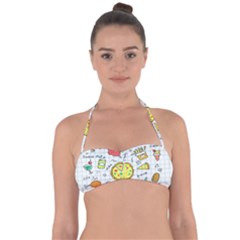 Colorful Doodle Soda Cartoon Set Halter Bandeau Bikini Top