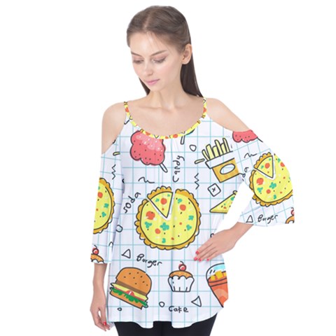 Colorful Doodle Soda Cartoon Set Flutter Tees by Sapixe