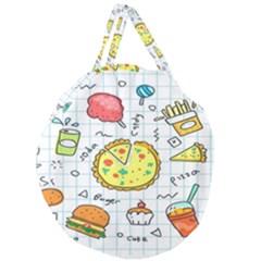 Colorful Doodle Soda Cartoon Set Giant Round Zipper Tote by Sapixe