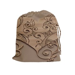 Wood Sculpt Carved Background Drawstring Pouches (extra Large)