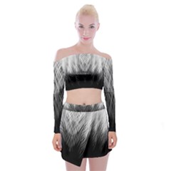 Feather Graphic Design Background Off Shoulder Top With Mini Skirt Set by Sapixe