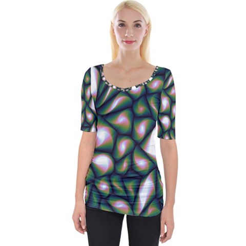 Fuzzy Abstract Art Urban Fragments Wide Neckline Tee by Sapixe