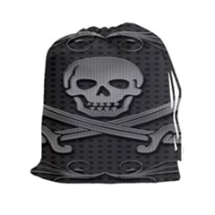 Skull Metal Background Carved Drawstring Pouches (xxl) by Sapixe