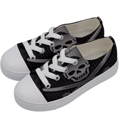 Skull Metal Background Carved Kids  Low Top Canvas Sneakers