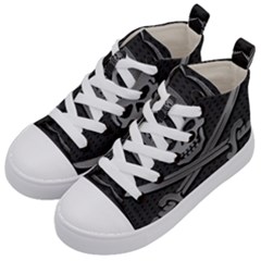 Skull Metal Background Carved Kid s Mid-top Canvas Sneakers