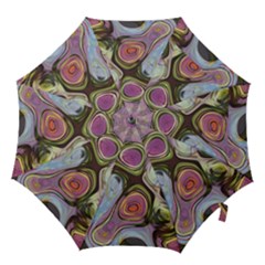 Retro Background Colorful Hippie Hook Handle Umbrellas (Medium)