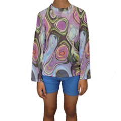 Retro Background Colorful Hippie Kids  Long Sleeve Swimwear