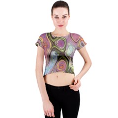 Retro Background Colorful Hippie Crew Neck Crop Top