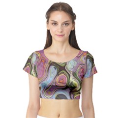 Retro Background Colorful Hippie Short Sleeve Crop Top