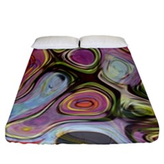 Retro Background Colorful Hippie Fitted Sheet (California King Size)
