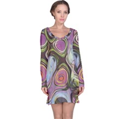 Retro Background Colorful Hippie Long Sleeve Nightdress