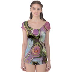 Retro Background Colorful Hippie Boyleg Leotard 