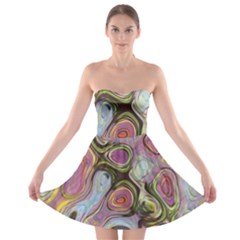 Retro Background Colorful Hippie Strapless Bra Top Dress